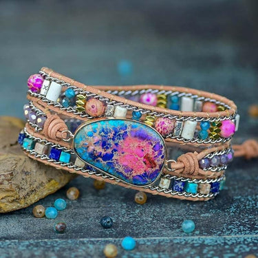 Fiery Sky Jasper Wrap Bracelet-Your Soul Place